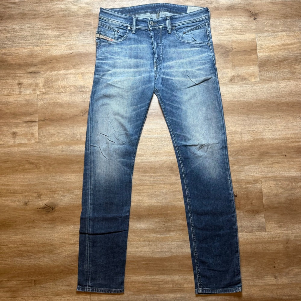 Diesel Belther Jeans Men 30x32 Blue Regular Slim Tapered Stretch Fade Wash 0827K